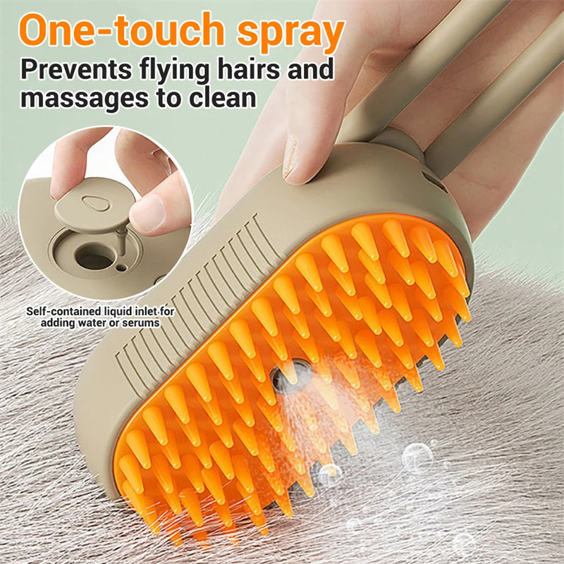 3-in-1 Electric Pet Steam Brush | Cat & Dog Grooming & Hair Removal