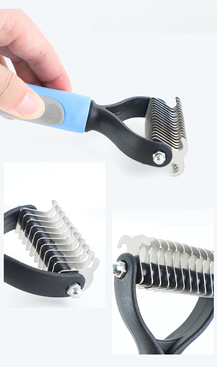 Double-Sided Pet Grooming Brush | Stainless Steel Hair Removal Comb