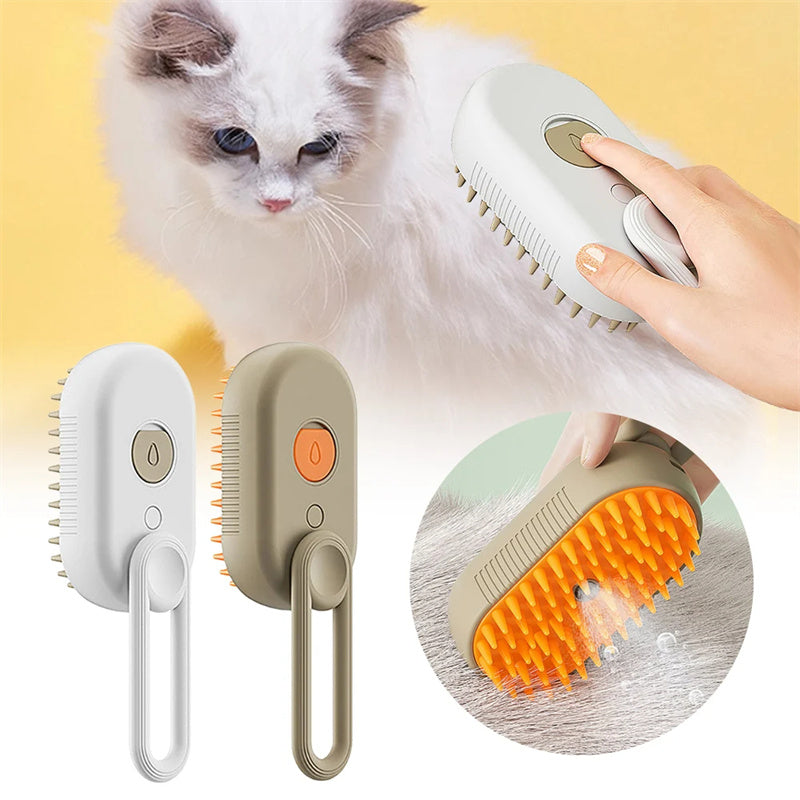 3-in-1 Electric Pet Steam Brush | Cat & Dog Grooming & Hair Removal