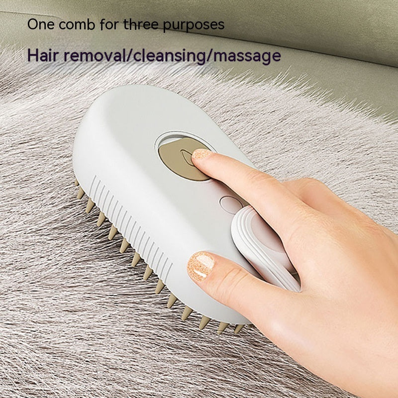 3-in-1 Electric Pet Steam Brush | Cat & Dog Grooming & Hair Removal