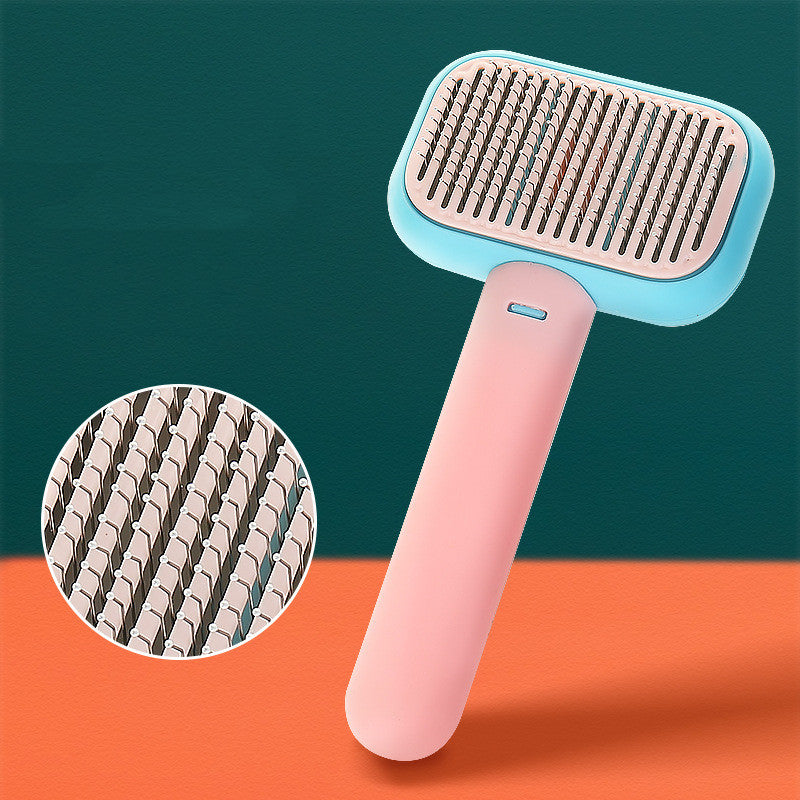 New Pet Cat Dog Hair Self Cleaning Brush Hair Massage Stainless Steel Comb
