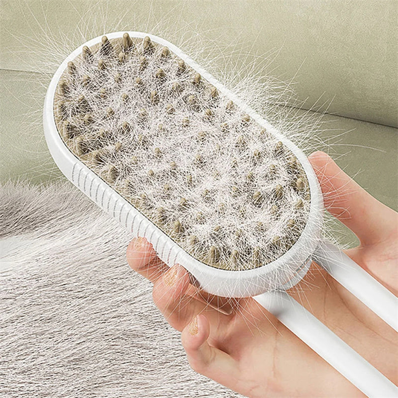 3-in-1 Electric Pet Steam Brush | Cat & Dog Grooming & Hair Removal